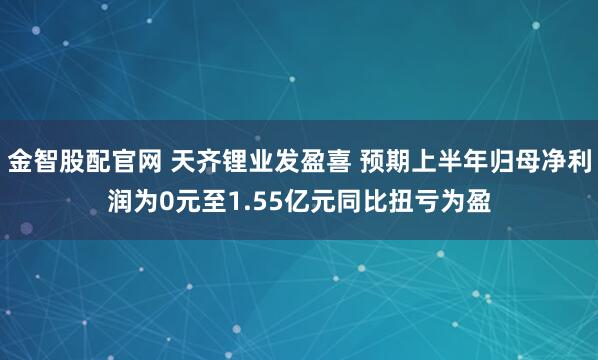 金智股配官网 天齐锂业发盈喜 预期上半年归母净利润为0元至1.55亿元同比扭亏为盈