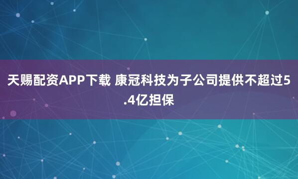 天赐配资APP下载 康冠科技为子公司提供不超过5.4亿担保