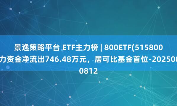 景逸策略平台 ETF主力榜 | 800ETF(515800)主力资金净流出746.48万元，居可比基金首位-20250812